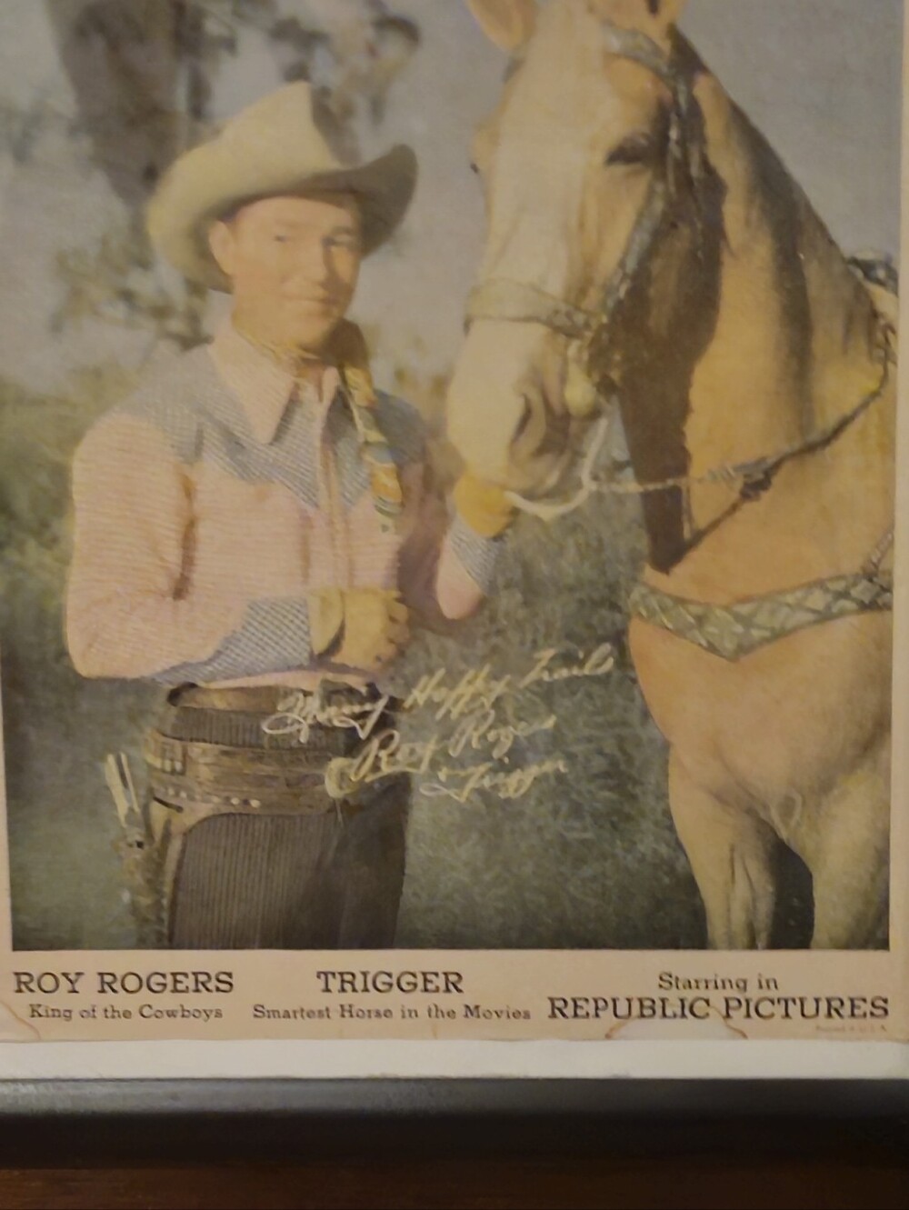 Roy Rogers Framed Cowboy Portrait in Brown and Tan
